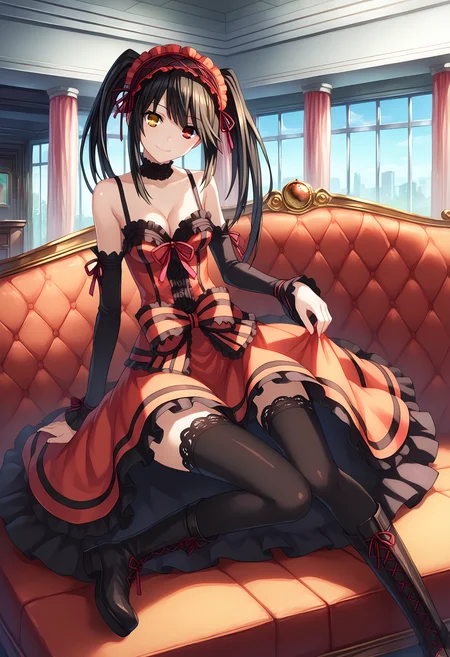 score_9, score_8_up, score_7_up, source_anime,
BREAK
<lora:shiBackgroundV1-000010:1.0>
scenery,
1girl, solo,
<lora:shiKurumiV2:1> kurdef, long hair, black hair, twintails, red eyes, yellow eyes, clock eyes, heterochromia, hairband, bare shoulders, detached sleeves, choker, red dress, cleavage, bow, black thighhighs, lace-up boots,
looking at viewer, happy, smile, head tilt,
indoors, couch, science fiction,
