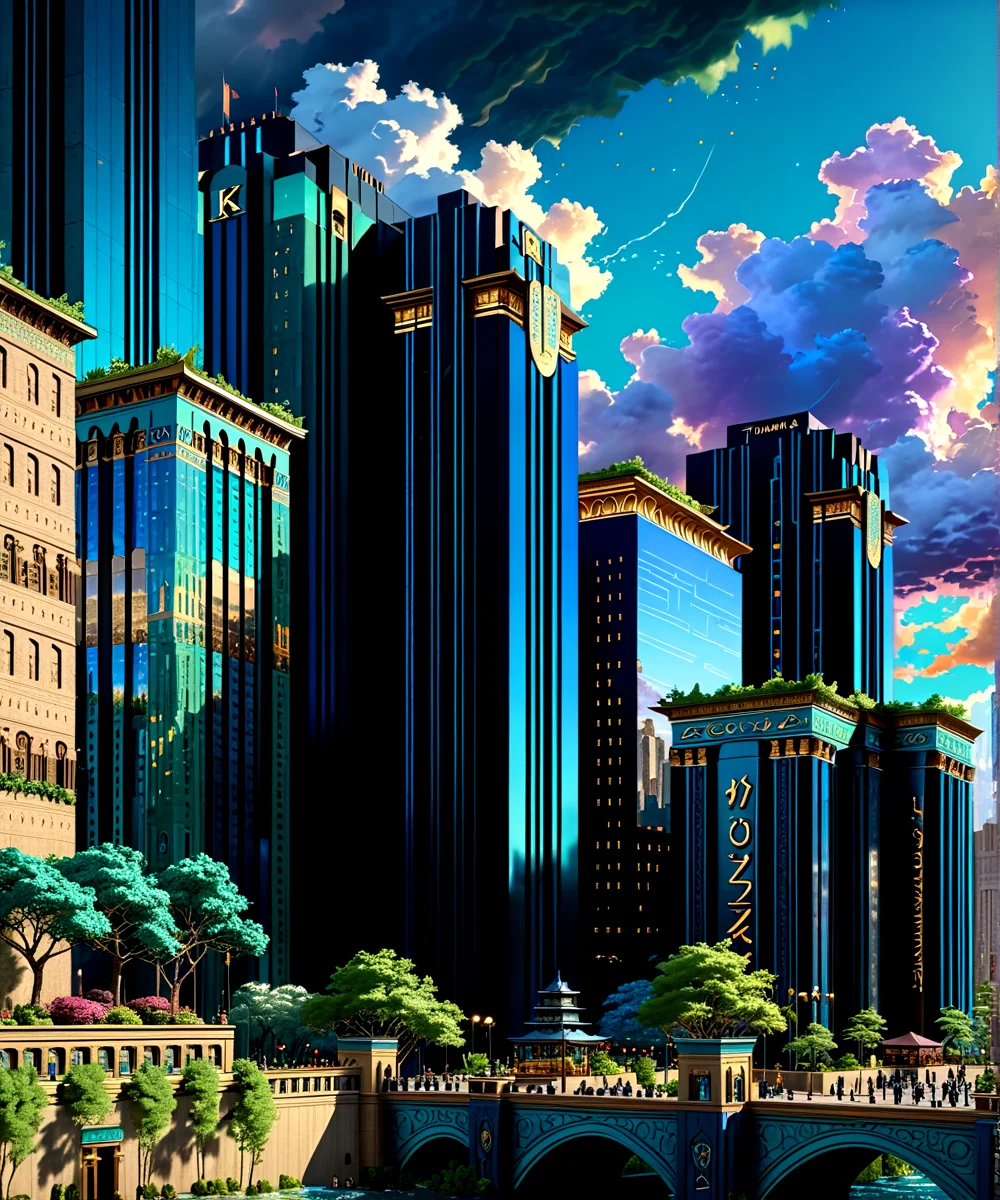 score_9, score_8_up, score_7_up,
<lora:Sumerian_Architecture_(Architecture)_(SDXL)_(AD):0.8> SSumerian, scenery, building, city, cityscape, monumental architecture, architecture,
8K, In'ei, chiaroscuro, soft natural volumetric cinematic perfect light, perfect depth of field shot, ray tracing, photometry, beautiful, subsurface scattering, idealized modern city, busy city center, parks and greenery areas, parks, plazas, skyscrapers, hyper detailed, art by Thomas Kinkade, detailed background, detailed photographic fluffy anime clouds, Unreal Engine, CGI render, absurdly detailed, modern era photograph, masterclass oil painting, pastel colors, nature,
BREAK zPDXL, zPDXLxxx, <lora:wowifierXL:0.2> art by mooncryptowow <lora:sdxl_lightning_8step_lora:0.4> <lora:detailed_notrigger:0.5>