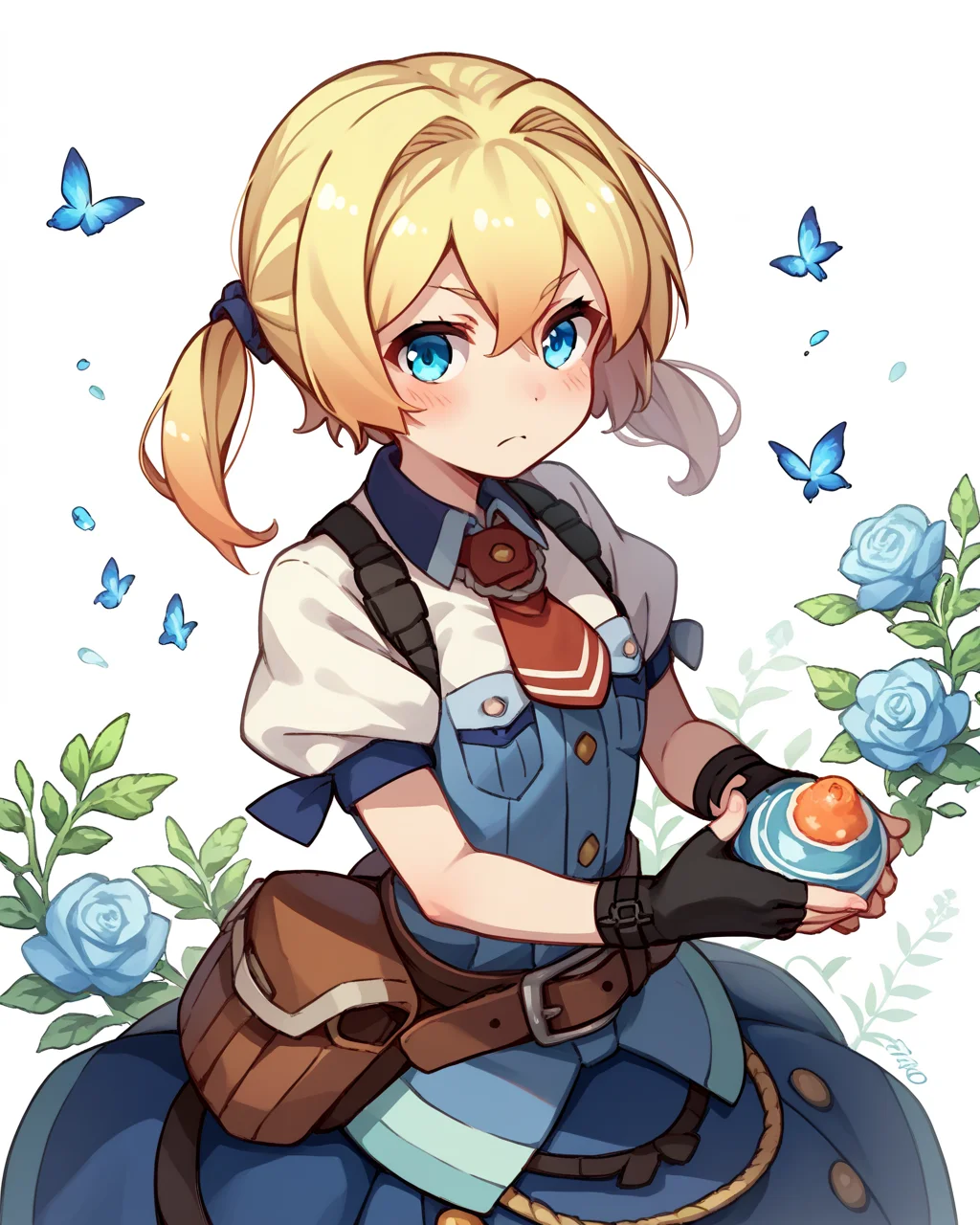 score_9, score_8_up, score_7_up, score_6_up, score_5_up, score_4_up, BREAK source_anime,<lora:add-detail-xl:1>,<lora:Expressive_H:1>,
 <lora:Frederica Irving_PONY:1>,frederica irving, 1girl, solo, blonde hair, blue eyes,short twintails, fingerless gloves, necktie, short sleeves, puffy sleeves, shirt,long skirt,
