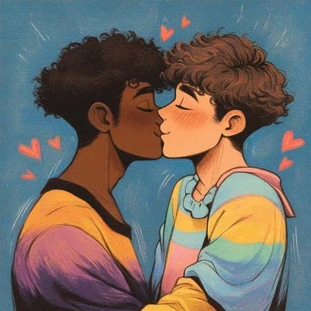 score_9, score_8_up, score_7_up, source_cartoon, rating_safe, ncpy13 style, pastels drawing, dark blue background, passionate, romantic, motion lines.
passionate embrace, three adults, experimenting, pleasure, playful flirty, side view, interracial, multi-ethnic, gay, nonbinary, genderfluid, lesbian, hearts.
1nonbinary mature, 40 years old, wearing cute wholesome pajamas, (curvy body:1.2), sexy, blush.
1nonbinary mature, 40 years old, wearing cute wholesome pajamas, (curvy body:1.2)
1nonbinary mature, 40 years old, wearing cute wholesome pajamas, (curvy body:1.2)