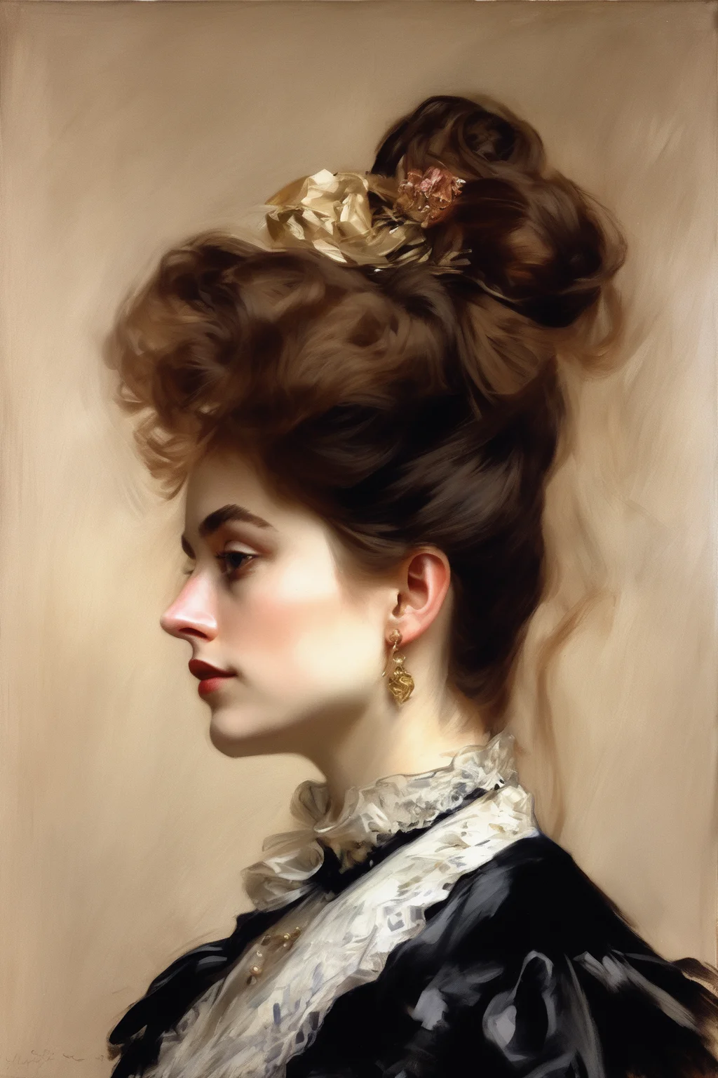 John Singer Sargent Style - a john singer sargent portrait of a young noble lady in 1890s london