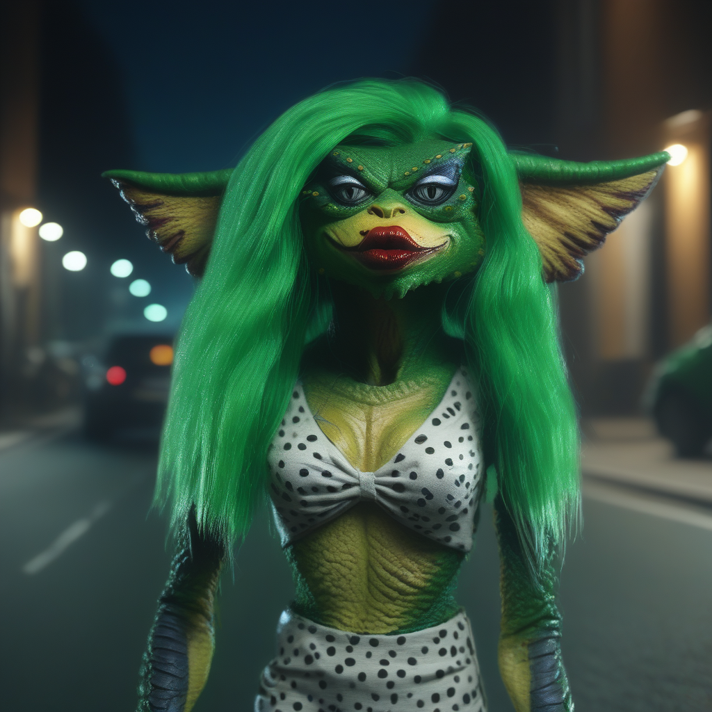 Xgretax , amazing quality, masterpiece, best quality, hyper detailed, ultra detailed, UHD, perfect anatomy, portrait, hyper-realism, majestic, awesome, inspiring, - portrait in night city street ,  cinematic composition, soft shadows, national geographic style,