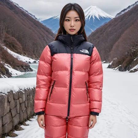 one japanese women wearing a tnf_nuptse jacket and downsuit puffer_downsuit , hyperdetailed photography,4k textures,intricate details,4k resolution, <lora:puffer_downsuit_v1:0.6> outdoors scene
<lora:pufferdown_tnf_nuptse:0.6>