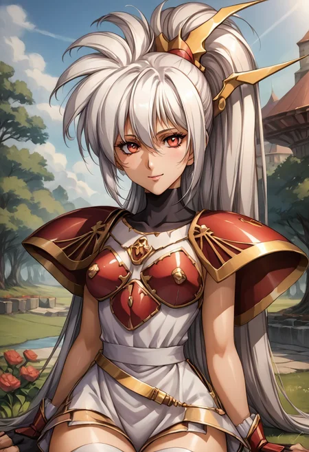 kuroinukaguya, , (best quality) , (highly detailed) ,((masterpiece)), ((best quality)), (ultra-detailed), ((extremely detailed)), (high resolution), 4K, (8K), best quality, (beautiful), (dynamic lighting), (super detailed skin), sharp focus, (1_girl, solo focus), (score_9,score_8_up,score_7_up,source_anime,(masterpiece:1.2),best quality,very aesthetic,public indecency,absurdres),masterpiece,best quality,very aesthetic,fantasy,absurdres,1girl,solo, <lora:luna_p_v1.2:1>,white hair,high ponytail,<lora:Fixhands_anime_bdsqlsz_V1:1>, armor,long hair,,
shirt, short sleeves, bodysuit, black bodysuit, shorts, gloves, bodysuit under clothes, collared shirt (outdoors, garden, sitting, arms support), (portrait, upper body), solo focus, seductive smile, looking at viewer, forest, tree <lora:NidaleeLoLXLv2:0.8>
masterpiece,best quality, very aesthetic, absurdres, ultra detailed, high resolution, 4k, extremely detailed CG,
detailed eyes、detailed face and detailed skin <lora:add-detail-xl:1.0>