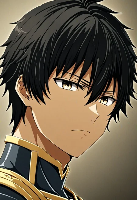 high resolution, solo, best quality, 1Boy, Seiya Kanie, black hair, short hair, portraits, looking at viewer, focused gaze forward, upper body, head upright, neutral expresion, OverallDetail