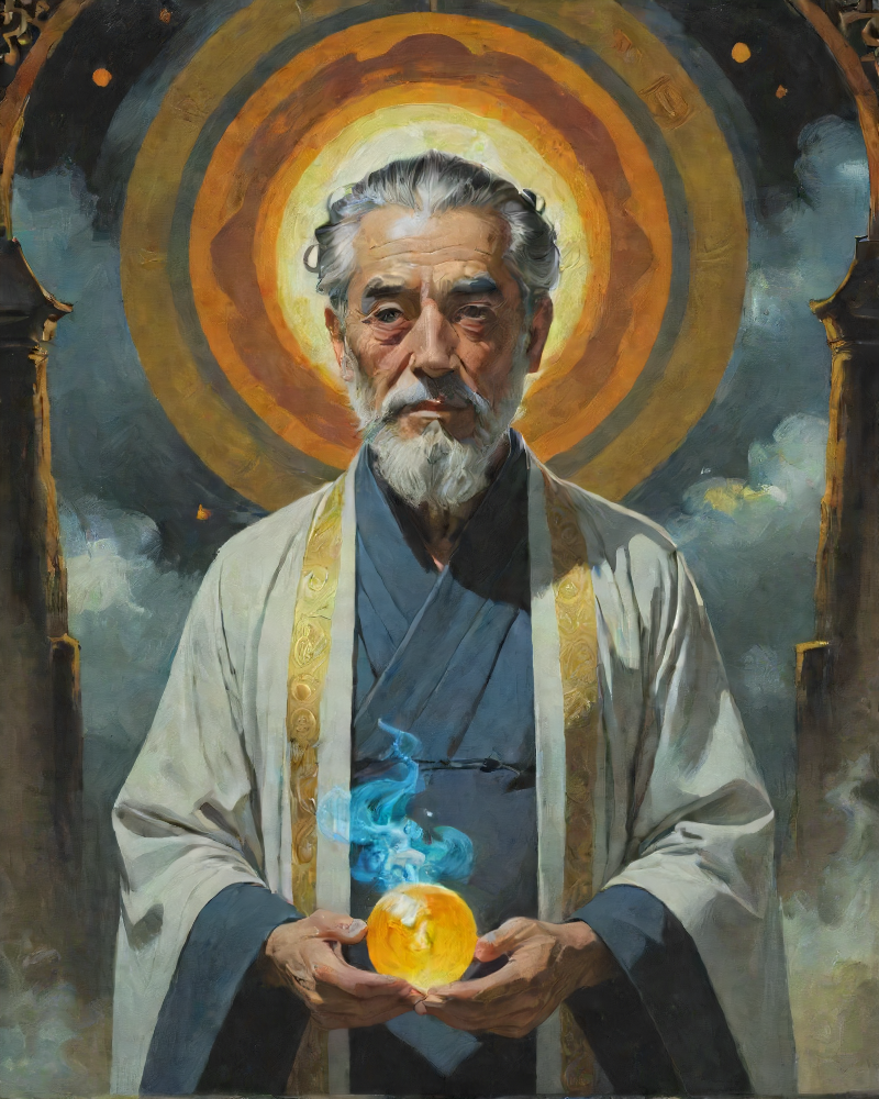 (1man,  old portuguese male:1.2), wise,  light blue eyes, graying hair, fade with beard,  BREAK  solo,  half shot, looking away, detailed background, detailed face, (imperial chinese theme:1.1),  lunar-priest, enigmatic smile, , stoic expression,   white  ritual  priest robes, cloak,    moonbeam magic, , lunar trance, floating magical particles, moonstones, surrounded by magical cosmic power, lunar eclipse, clothes billowing in the wind, magical tower in background,   dark atmosphere,   <lora:TCD-SpeedUp-SDXL-PAseer:1>