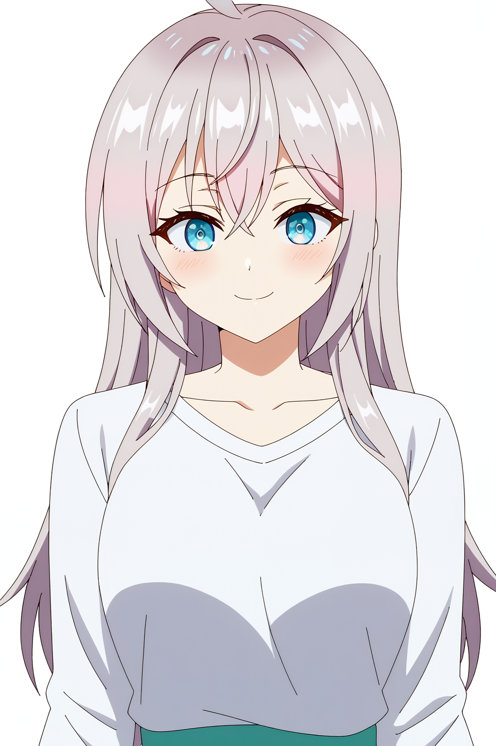 <lora:rttt:0.8>  white background, Alisa Mikhailovna Kujou, upper body, smile