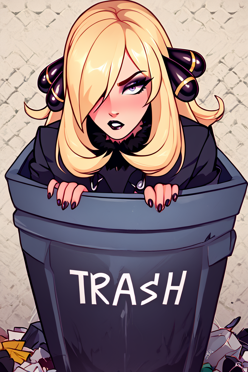 score_9, score_8_up, score_8,   BREAK,  <lora:Trash_Waifu_PDXL:1.0>,  zzTrashWaifu, in trash can,   <lora:CynthiaPokemonPDXL:0.8>, zzCynthia, solo, 1girl,  blonde, long hair, black coat,   (text focus, the word trash:1),  BREAK,  embedding:zPDXL, Expressiveh,  <lora:CatalystStylePDXL:0.6>,  <lora:SDXLFaeTastic2400:0.5>,  <lora:Expressive_H-000001:0.4>,