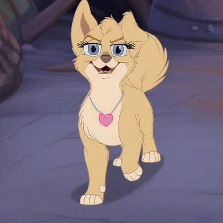 angellat, dog, light yellow fur, body fur, blue eyes, facing to viewer, (((looking at viewer))), (smug), (((eyelashes))), (((no neckwear except pink heart necklace))), tough, solo, happy, smiling, flirty, feral, no background, quadruped, (standing), four paws, (((full body view))), standing confidently, (((smirk))), sneer, (((mostly open eyes))), (((open mouth))), sassy, head held high. solo