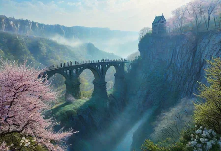 towers ringed in mist, sunrays, mixed media, surrealism, fantasy, great lighting, A surreal landscape highly detailed, extremely high-resolution details, appears trapped in an optical illusion of reflections and refractions, colorful, Spring, cherry blossoms in the wind, spring blooms, (Zhangjiajie mountains:1.2), (Vienna in contemporary Austria, baroque architecture, European architecture:1.15), (stone arch bridges:1.05), winding rivers extending to the horizon, professional photography, natural lighting, volumetric lighting maximalist. vivid, vibrant colors, intricately detailed, (psychedelic colors, psychedelic colors:1.15), complex, elegant, expansive, fantastical, film photography style, medium grain, cmnt
(8k uhd:1,4)
<lora:add-detail-xl:1>
<lora:Dynamic Poses:1>