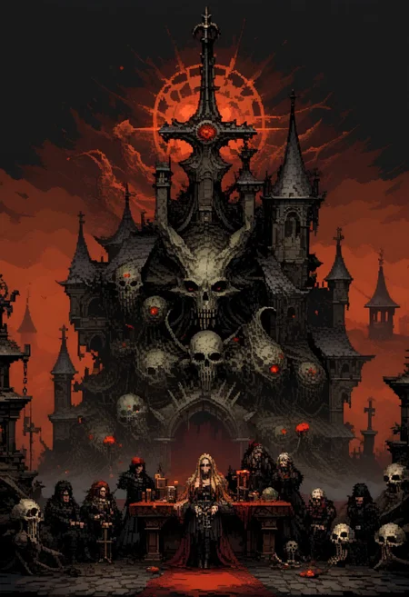 score_9, score_8_up, score_7_up, yamer_pixel_fusion, pixel art, Castlevania vampire, grimdark, hyper-detailed, dark fantasy, d3p1x3l, pixel art