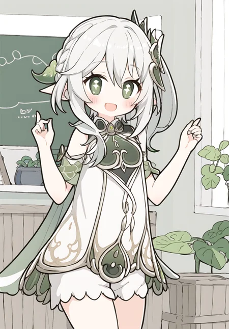 looking at viewer, blush, smile, :d, open mouth
small girl dancing, white hair,
<lora:nahida_bs4_unet_2e-4_te_1e-4_dim64_alpha_32_768-000060:0.9> <lora:moffmachiStyle_moffmachiStyle:0.7>