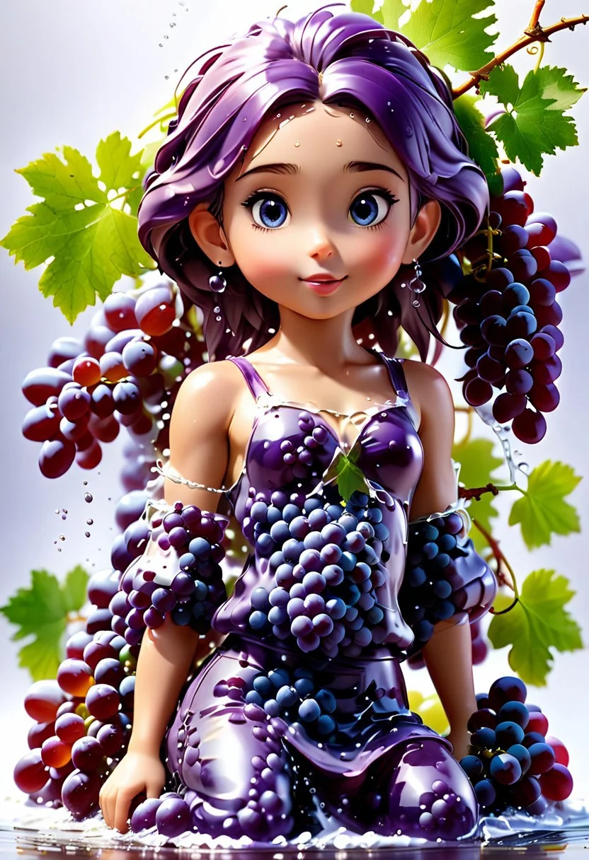 Masterpiece, best quality, 1girl, made from grapes