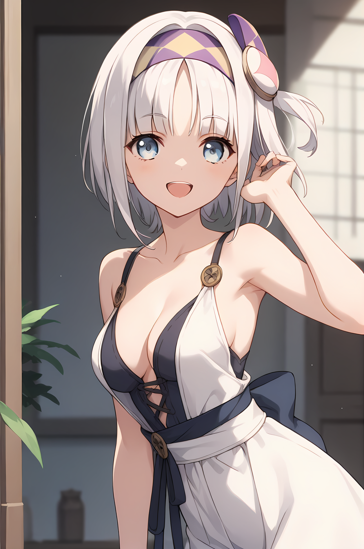(:1.40), sh-syne, white hair, medium hair, headband, hair ornament, blue eyes, medium breasts, 1girl, solo, skinny, (score_9, score_8_up, score_8, score_7_up), score_7, score_6_up, score_6, source_anime,
(happy:1.20),
(:1.20),
(standing:1.30),
, <lora:sh-syne-V01-000003:0.80>