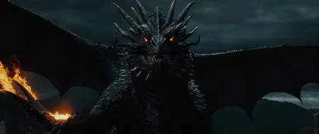 cinematic film still of  <lora:The Lord of the Rings style v2:1>
In a Fantasy Middle-earth world in the dark ages Ancalagon The Black Dragon a black Morgoth dragon with glowing eyes and a black background,solo,simple background,red eyes,no humans,glowing,slit pupils,black background,glowing eyes,dragon,scales , dramatic light, dramatic shadow light, film contrast, cinematic film color, cinematic film look, filmic, realistic, realism, perfection, perfect, movie still, fantasy drama, epic drama, fictional, Age of Wonders, Age of Empires, warriors,  Medieval style, middle ages, dungeons and dragons style, different people, different, unique, kingdoms and castles, violent, aggressive, detailed, perfection, detailed face, detailed body, detailed hands, detailed eyes, sharp, horror themed, dark themed, epic fantasy adventure film style, Legendary, mythical, The Lord of the Rings style, shallow depth of field, vignette, highly detailed, high budget, bokeh, cinemascope, moody, epic, gorgeous, film grain, grainy