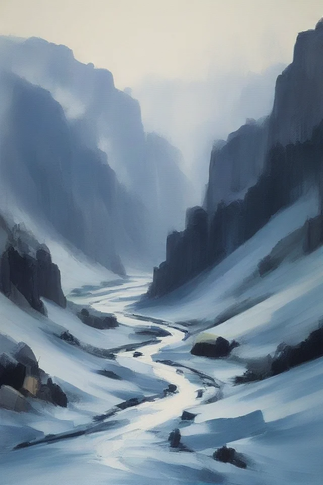 masterpiece, best_quality, very_aesthetic, absurdres,very_aesthetic,
,<lora:negXL:0.5> 
scenery, cold season, dramatic weather conditions, mountains with dramatic shadows, ice formations
  <lora:oilpainting_IL_MIX_V03:1> traditional media, oil painting \(medium\),  paper texture, impressionism stroke