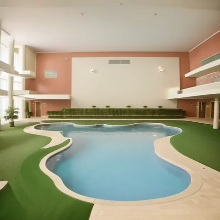 swimming pool in a hotel lobby, (grassy hill:1.2)
<lora:Liminal_Spaces_XL:1>