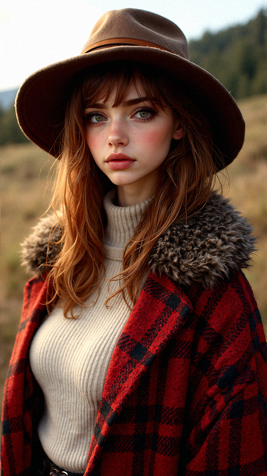 Woman in Fuzzy Hat and Oversized Sweater

Extreme emphasize on photorealistic, realistic detail, and background detail,
















