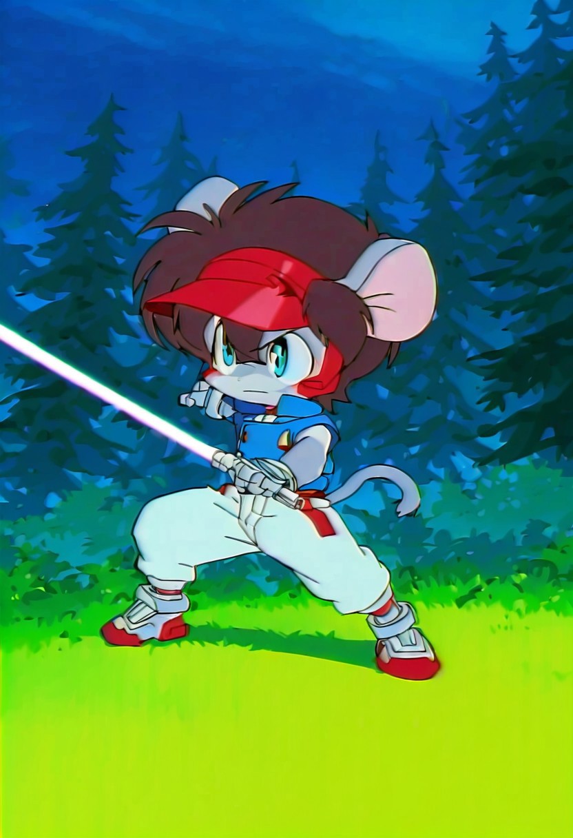 <lora:etoran.il:1>,
etoran,
bakumaru, 
action pose,
solo,
white lightsaber,
blue vest, white jumpsuit,
chibi, simple boots,
BREAK
grass, forest,, high quality, best quality,