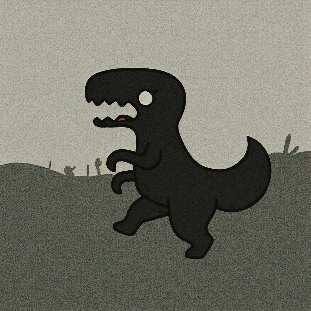masterpiece, best quality, amazing quality, flat color, anthro, (((1boy))), full body, (dinosaur (google chrome), grey skin, white eyes), (((open mouth, smile, tongue))), tail, sky, white sky, desert, cactus, cloud, pterodactyl, monochrome, greyscale, from side, running, motion lines