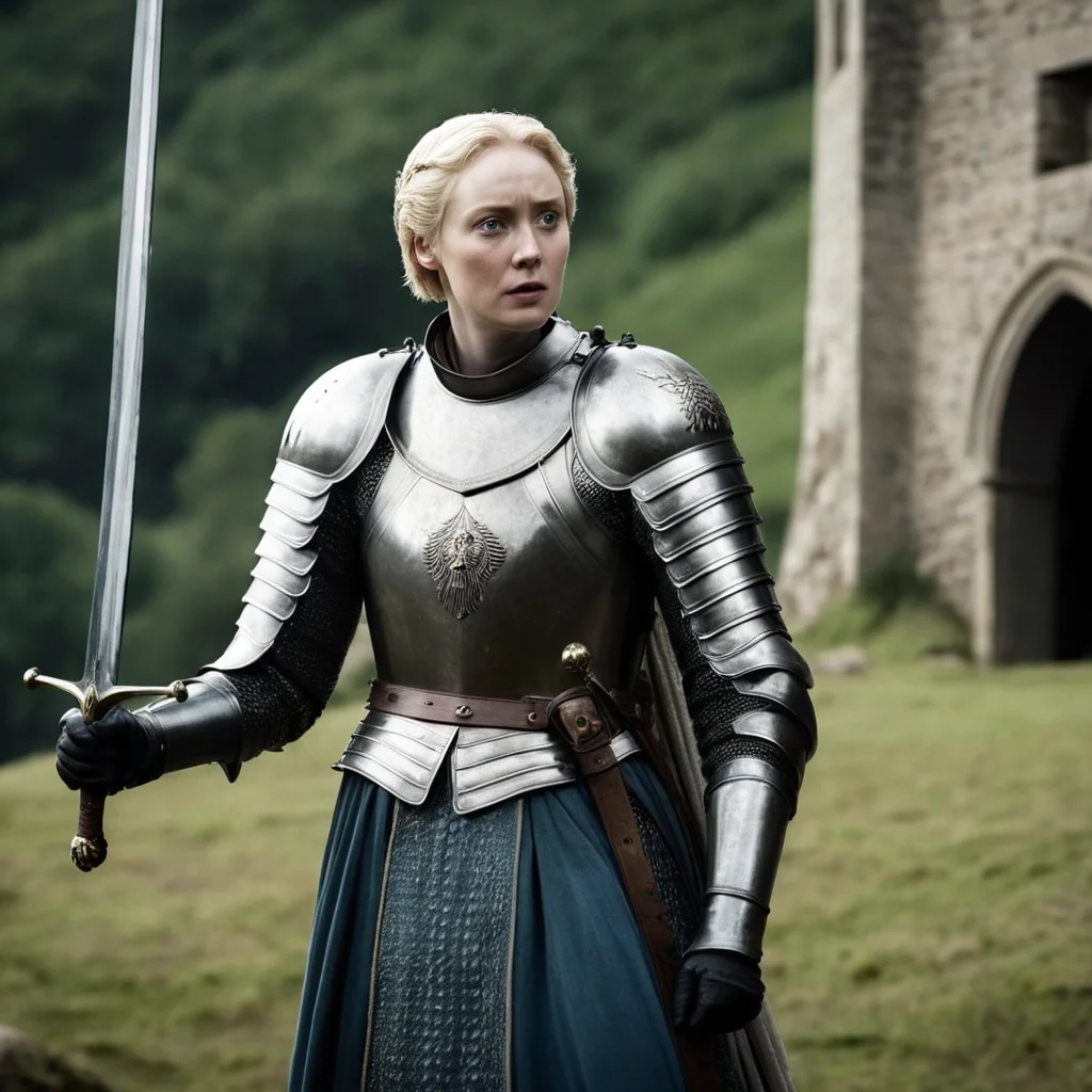 cinematic film still of  <lora:Game of Thrones style:1>
In medieval times Gwendoline Christie Brienne of Tarth a tall woman in a medieval dress holding a sword,1girl,solo,short hair,blue eyes,blonde hair,holding,weapon,sword,holding weapon,lips,blood,bird,looking up,injury,realistic , cinematic, film, movie still, movie style, film style, fantasy drama, epic drama, dramatic light, dramatic shadow, fictional, Age of Wonders, Age of Empires, warriors,  Medieval style, middle ages, dungeons and dragons style, contrast, color, different people, different, unique, kingdoms and castles style, violent, aggressive, detailed, perfection, detailed face, detailed body, detailed hands, detailed eyes, sharp, Game of Thrones style, shallow depth of field, vignette, highly detailed, high budget, bokeh, cinemascope, moody, epic, gorgeous, film grain, grainy