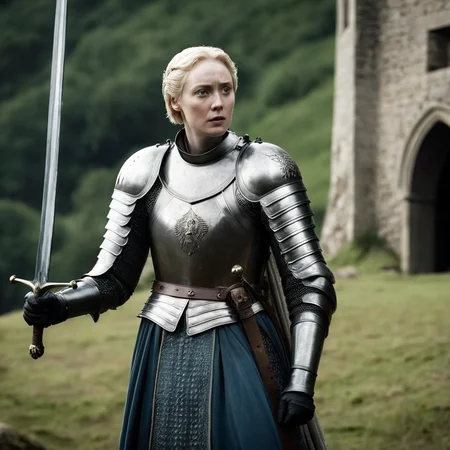 cinematic film still of <lora:Game of Thrones style:1>
In medieval times Gwendoline Christie Brienne of Tarth a tall woman in a medieval dress holding a sword,1girl,solo,short hair,blue eyes,blonde hair,holding,weapon,sword,holding weapon,lips,blood,bird,looking up,injury,realistic , cinematic, film, movie still, movie style, film style, fantasy drama, epic drama, dramatic light, dramatic shadow, fictional, Age of Wonders, Age of Empires, warriors, Medieval style, middle ages, dungeons and dragons style, contrast, color, different people, different, unique, kingdoms and castles style, violent, aggressive, detailed, perfection, detailed face, detailed body, detailed hands, detailed eyes, sharp, Game of Thrones style, shallow depth of field, vignette, highly detailed, high budget, bokeh, cinemascope, moody, epic, gorgeous, film grain, grainy