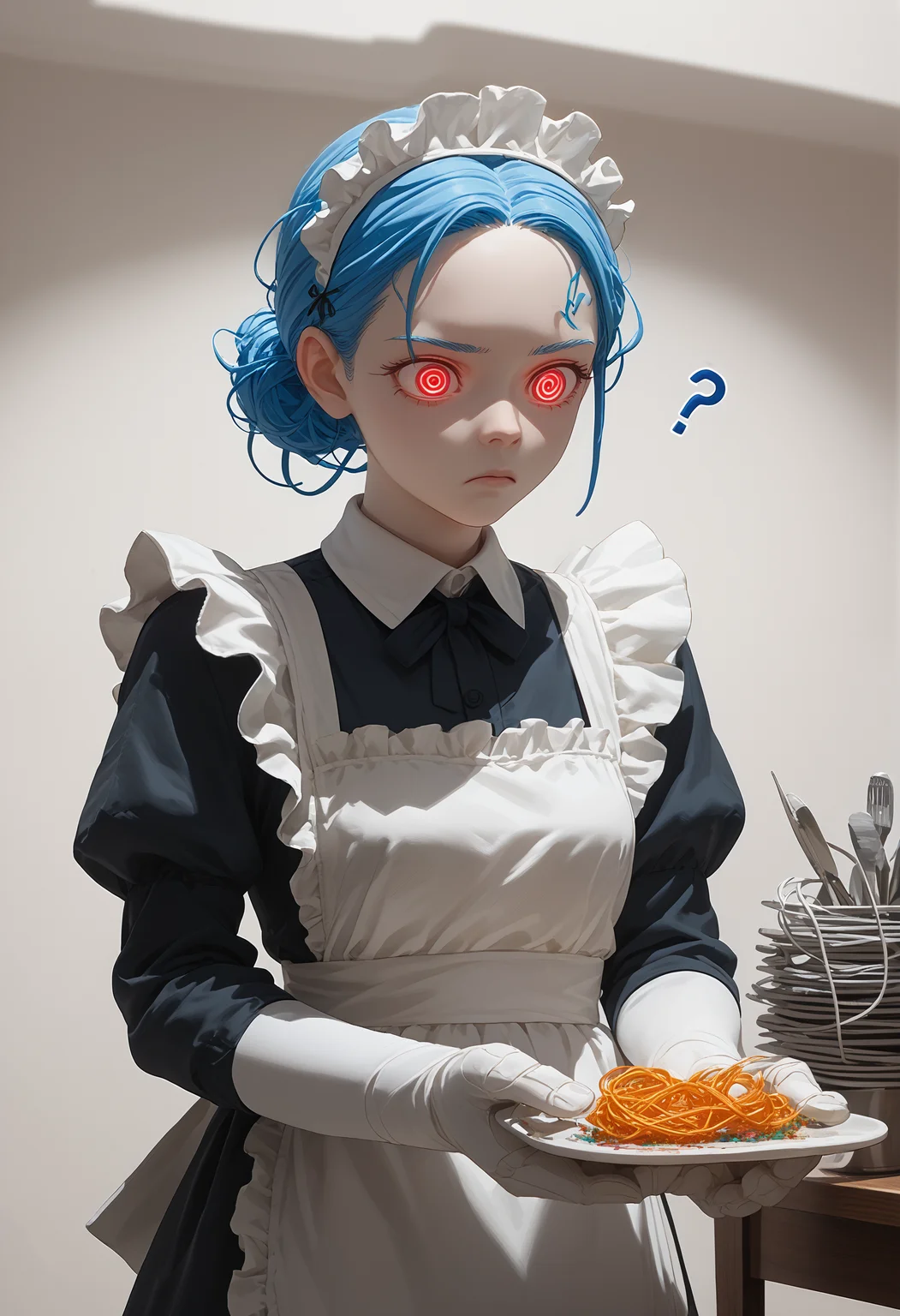 embedding:lazyup7, source_anime, end_tripwire_morph, neon, wires, cables, outlined with wires and neon, neon outlines, wire sculpture, neon wire sculpture, maid, hair made of glowing neon wires, confused, ? <lora:Trippy_Morph_Wires__Neon_by_Earth__Dusk:1> <lora:Challenge_Winnifier_2025-04:0>