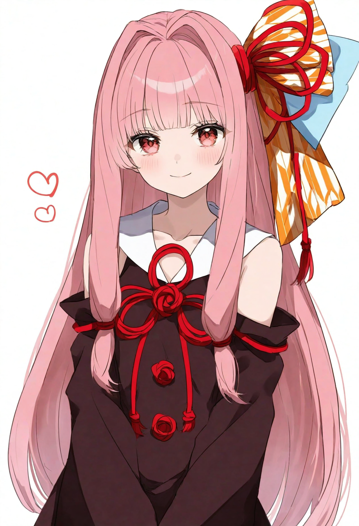 high definition, amazing quality, very aesthetic, best quality, masterpiece, highres, white background, simple background, 
1girl, solo, looking at viewer, kotonoha akane, brown dress, detached sleeves, flat chest, smile,  <lora:hasei01_style_NoobAI_v1:1> hasei01,