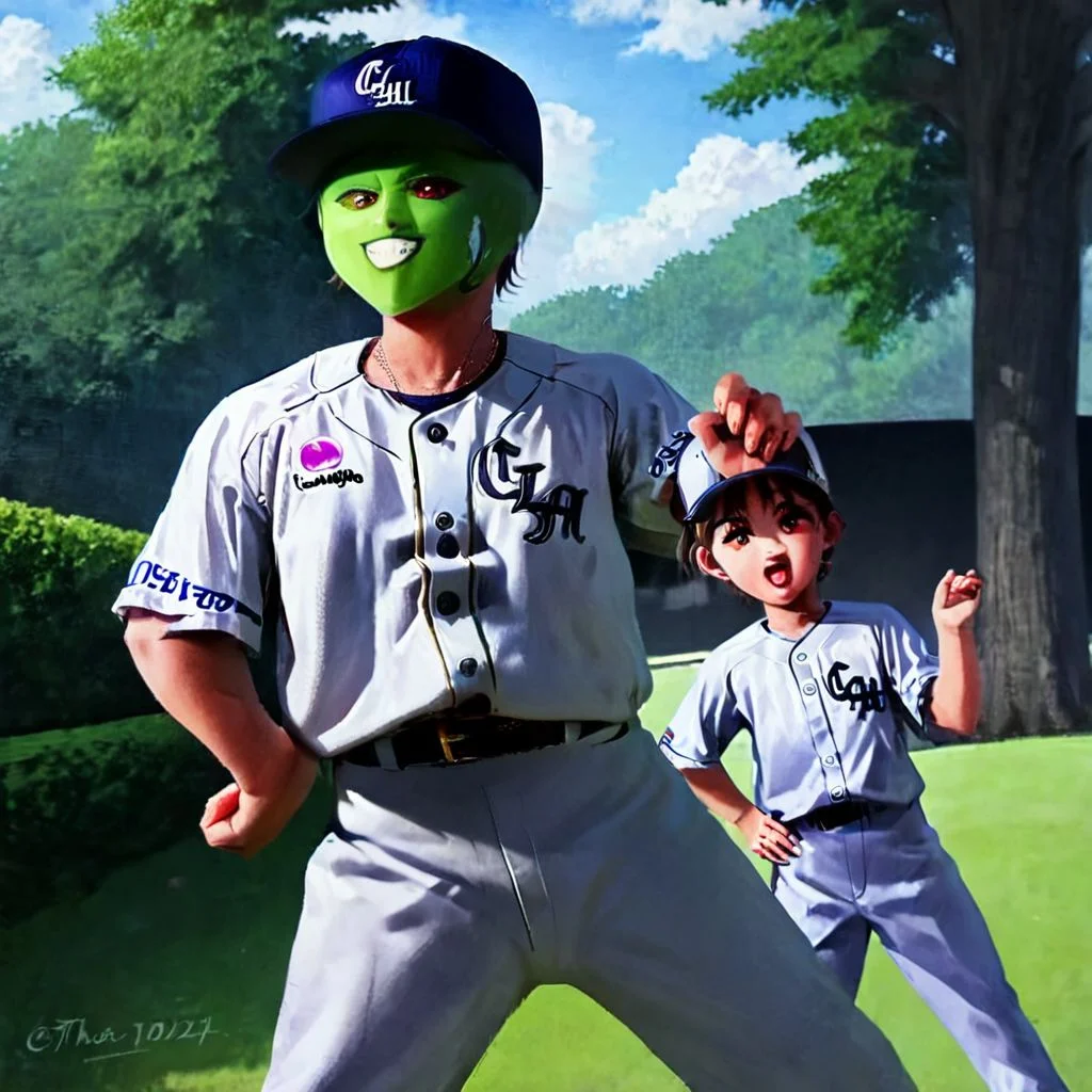 TheMask1024,smooth top of head,boy,solo,hands on hip, <lora:bulge:1.2>,holding bat in hand
,exercising in the park,so cute ,so sweet,realistic painting,clm, baseball uniform,