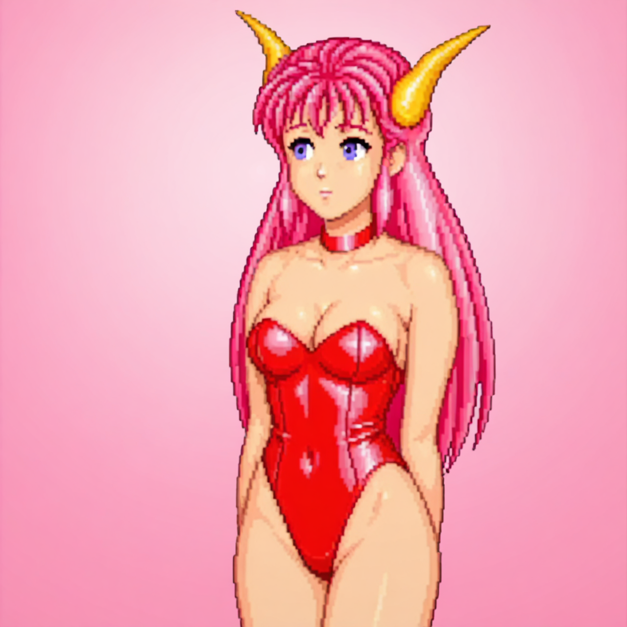 [generated by waiNSFW_v120:100]
<lora:gesen-musume-IL_v1:0.8>gesen-musume, solo, 4K, anime coloring, BREAK
horn head, pink hair,
medium breasts,
red leotard, cleavage, strapless,
No expression,
standing,
masterpiece, beautiful face, best quality, upper breast:2,
