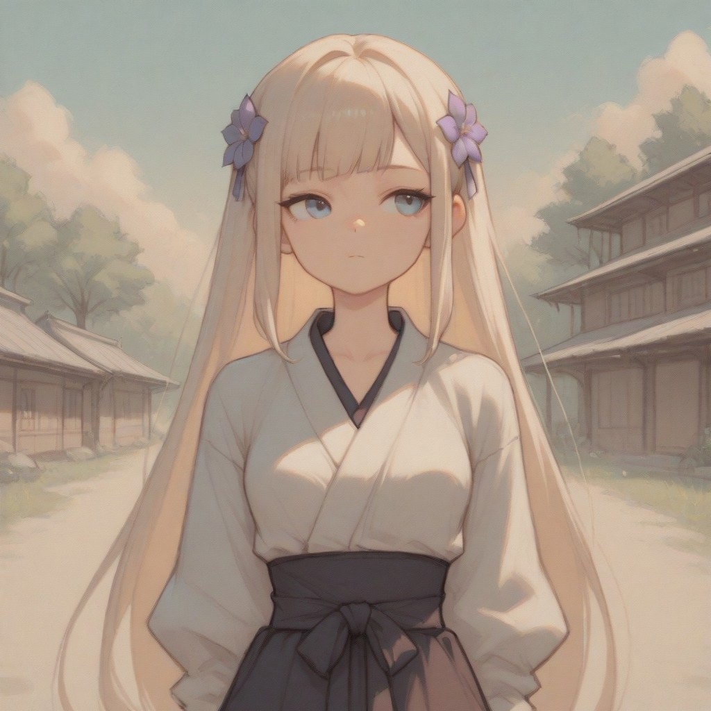 a sparse, leafless tree and traditional Japanese houses peek through the mist, giving off a historical vibe soft colors,score_9, score_8_up, masterpiece, anime