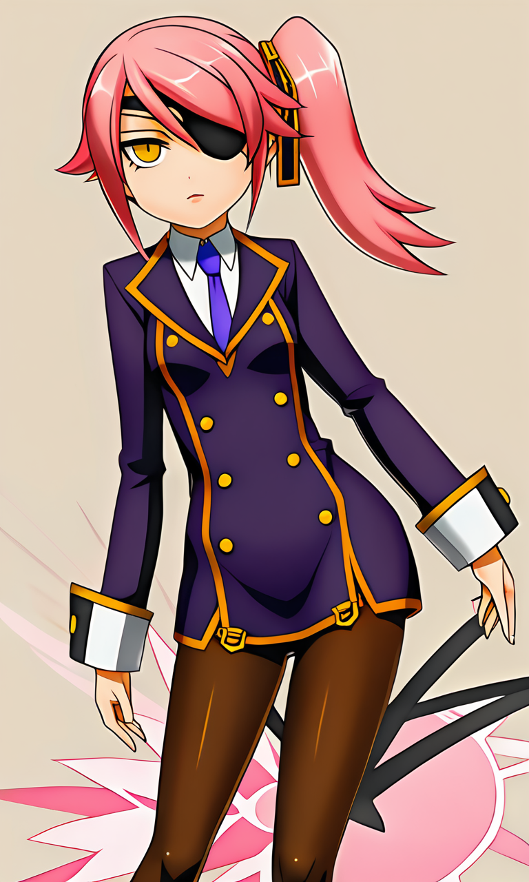 anime artwork illustrating Konoe_Ayatsuki_Mercury \(XB\), 1girl, solo, yellow eyes, long hair, skirt, simple background, breasts, small breasts, pink hair, pantyhose, uniform\(XB\), side ponytail,eyepatch. created by japanese anime studio. highly emotional. best quality, high resolution, Konoe_Ayatsuki_Mercury \(XB\), 1girl, solo, yellow eyes, long hair, skirt, simple background, breasts, small breasts, pink hair, pantyhose, uniform\(XB\), side ponytail,eyepatch, elegant, highly detailed, sublime, sharp focus, pretty, innocent, modern, open