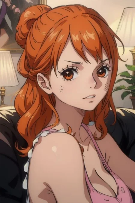 woman sitting on sofa,
perfect face,
Black sexy pajamas set,
(pink lighting:1), soft pink colors, detailed, manga, anime, soft pink lighting, 8k uhd, anime, cartoon,utra detailed, beautiful and aesthetic, (extremely intricate:1.2),
(exquisitely detailes skin), best shadow, delicate,
shade, bloom, backlighting, depth of field,