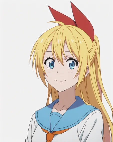 score_9, score_8_up, score_7_up, best quality, masterpiece, anime, anime screencap, anime coloring, looking at viewer, 1girl, solo, upper body, (simple background, solid white background:1.3), <lora:chitoge-nisekoi:0.8>, chitoge kirisaki, serafuku, school uniform, hair ribbon, smile