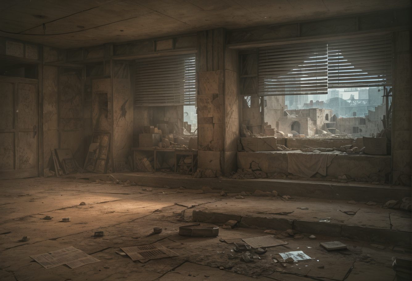 ,ruanyi0911,blinds,ruins,indoors,<lora:0911 ruins_v1_pony:0.7>, score_9,score_8_up,score_7_up,,8k,1girl,solo,,