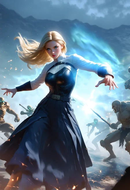score_9, score_8_up, score_7_up, 1girl, fbf, emma_frost, marvel, blonde_hair, blue_eyes, straight-on, studio light, professional lighting, aurora, northern lights, action shot, fbf.safetensors, <lora:test\fbf.safetensors:1.0>