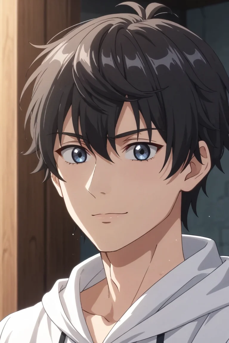 score_9, score_8_up, score_7_up,score_6_up,score_5_up,score_4_up,source_anime,BREAK, rating_safe, intricate details, , anime screencap, anime coloring, official style, depth of field,1boy, solo, male focus,<lora:Lu_Shu:0.83>,lu shu,blue-gray eyes,black hair,short hair,hair between eyes,fair complexion, sharp yet gentle features, slight smile, serene expression, casual hoodie, calm gaze, upward look, soft lighting, anime style, reflective mood,upper body, , ,<lora:sdxl_lightning_8step_lora_315544:1>
