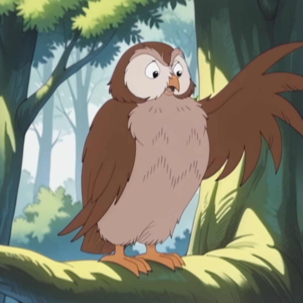masterpiece, best quality, amazing quality,  OwlLBil, semi-anthro, male owl, brown feathers, black eyes, wings, talons, in a forest, standing, in a tree, solo, <lora:bc6d48d8-b4d9-4c21-8910-71559df5ecf6:1.0>