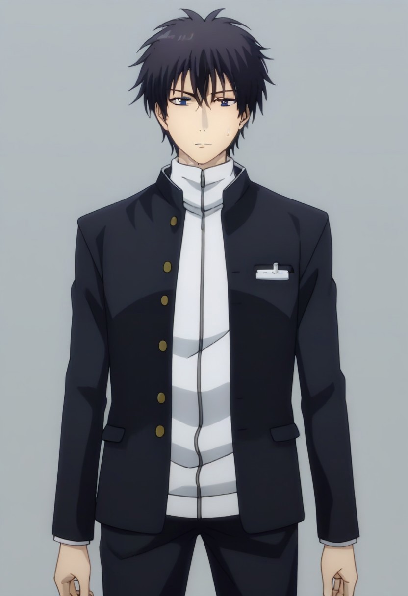 ((masterpiece)), ((best quality)), ((ultra-detailed)), ((absurdres)), score_9_up, score_8_up, score_7_up,
HD, top quality, best quality, amazing quality, High-quality illustrations, anime screencap, source_anime, best aesthetic, perfect proportions, perfect eyes, 1boy, 1male, solo boy, solo male, male focus, solo male focus, Anime, boy, male anime character, anime boy, handsome, attractive, cute, charming, sexy, hot, ((tall, tall height, tall body)), ((lean body, athletic body)), Yuuichi Katagiri, black hair, black eyes, black plain blazer, long white turtleneck, black pants
