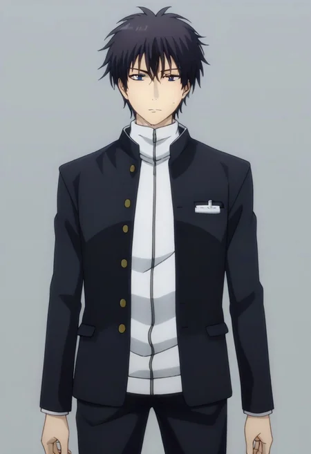 ((masterpiece)), ((best quality)), ((ultra-detailed)), ((absurdres)), score_9_up, score_8_up, score_7_up,
HD, top quality, best quality, amazing quality, High-quality illustrations, anime screencap, source_anime, best aesthetic, perfect proportions, perfect eyes, 1boy, 1male, solo boy, solo male, male focus, solo male focus, Anime, boy, male anime character, anime boy, handsome, attractive, cute, charming, sexy, hot, ((tall, tall height, tall body)), ((lean body, athletic body)), Yuuichi Katagiri, black hair, black eyes, black plain blazer, long white turtleneck, black pants