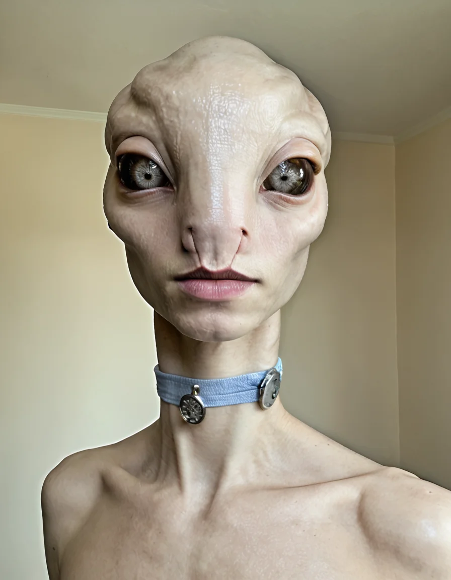 <lora:kaminoan:1> (Kaminoan, alien, long neck,  grey skin, bald:1.2), BREAK, zPDXL2,  zPDXLrl, realistic, photo, aesthetic erotic photography, crisp image, clear image,<lora:AmateurStyle_v1_PONY_REALISM:0.7> traditional media, amateur, real life photo, raw, film grain, <lora:RealisticSkinv1_ponyv6_loraplus:0.5>real skin,
BREAK