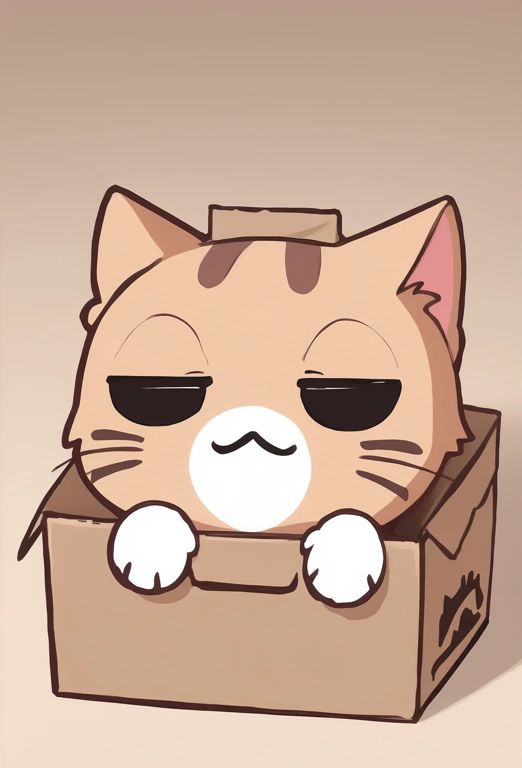 b0xe,in box,chibi,cardboard box,
score_9, score_7_up,
comfy, half-closed eyes,
animal focus, no humans, nekoemoji, cat
<lora:chibi_box_b0xe_v2.1:0.9> <lora:discord_nekonekonekone_ponyXL:0.8>