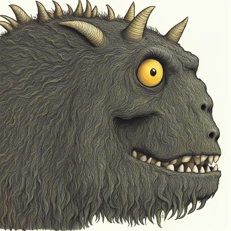 childrens_book_illustration Close image of monster s head profile
<lora:Childrens_book_illustration-000001:1>