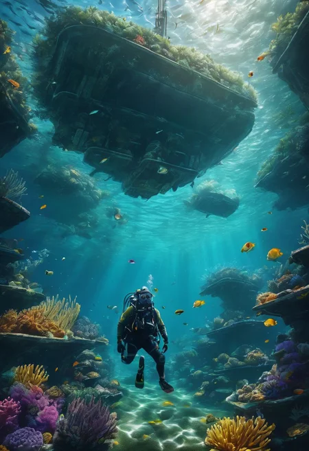Slavi Kross's underwater path to freedom, 
ultra hd, 
realistic, 
vivid colors, 
highly detailed, 
UHD drawing, 
pen and ink, 
perfect composition, 
beautiful detailed intricate insanely detailed octane render trending on artstation, 
8k artistic photography, 
photorealistic concept art, 
soft natural volumetric cinematic perfect light