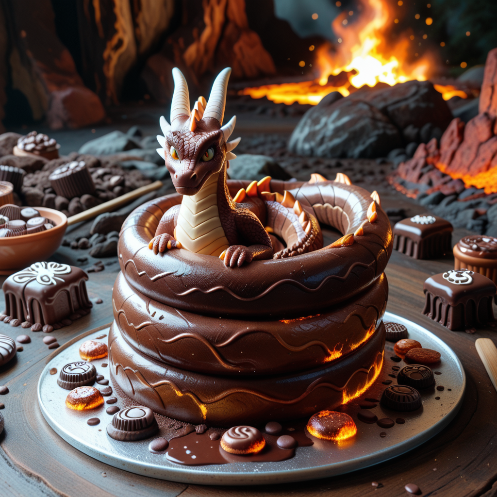 lazyup, dragon, vxc4k3, coiled atop a molten chocolate volcano, scales made of shimmering fondant, cinnamon-stick spines, caramel lava flow, whimsical dessert terrain, vivid colors. <lora:vx_cake_pony:1.1000000000000003> <lora:TrendCraft_The_Peoples_Style_Detailer-v2.0A-3_13_2025-PonyXL:0.4000000000000001>