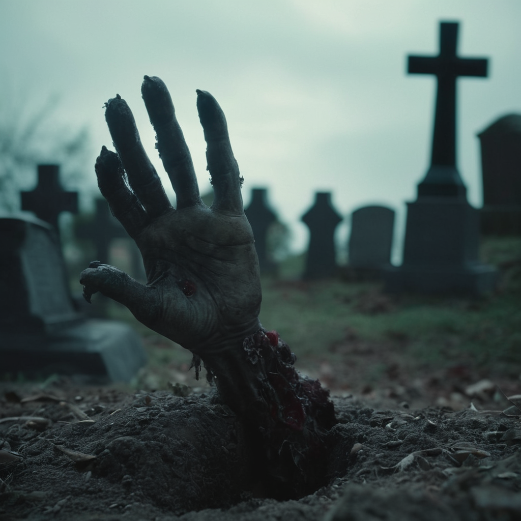 cinematic film still of  <lora:perfection style:0.1>
 <lora:detailed:0.3>
 <lora:Chiaroscuro Lighting Style:0.3>
 <lora:hand 4:0.3>
A detailed and A perfect photo of a zombie hand sticking out of a grave,hand focus, shallow depth of field, vignette, highly detailed, high budget, bokeh, cinemascope, moody, epic, gorgeous, film grain, grainy