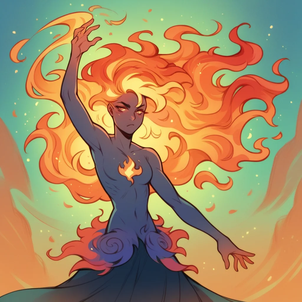 score_9, score_8_up, score_7_up, score_6_up, score_5_up, score_4_up, BREAK,
elemental \(creature\), 1girl, solo, fire elemental, rainbow flames, glowing, ethereal, standing, mystical, powerful, serene, burning, dynamic pose, whimsical, fiery hair, fantasy, long hair, gentle, passionate
<lora:elementals_v2:1>