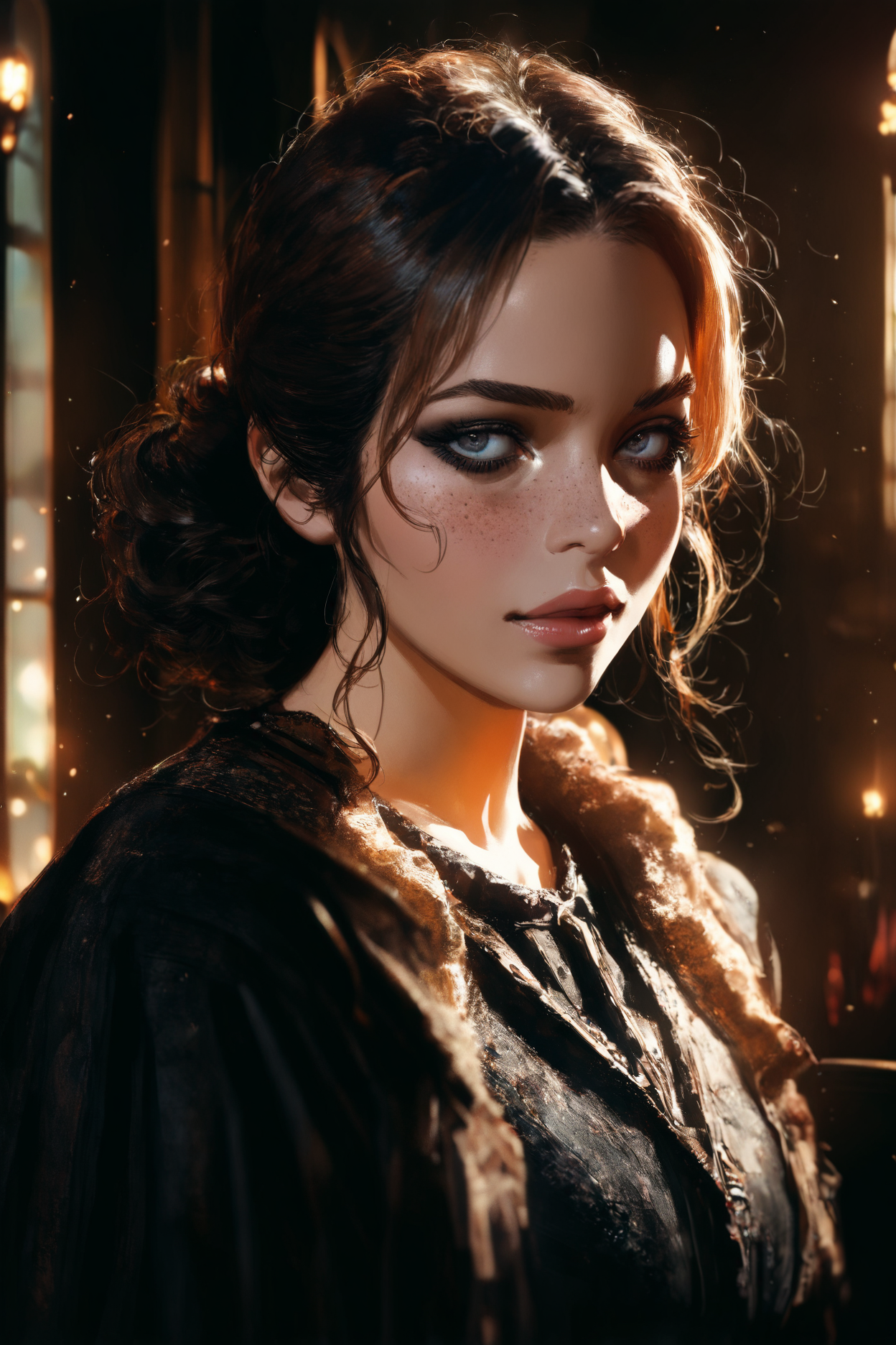 masterpiece,high score,great score,absurdres, David Young Cameron, <lora:tw1l1ght:1>,(tw1l1ght, realistic, depth of field, movie still, Clarice Beckett, international gothic, concept art),freckles, .