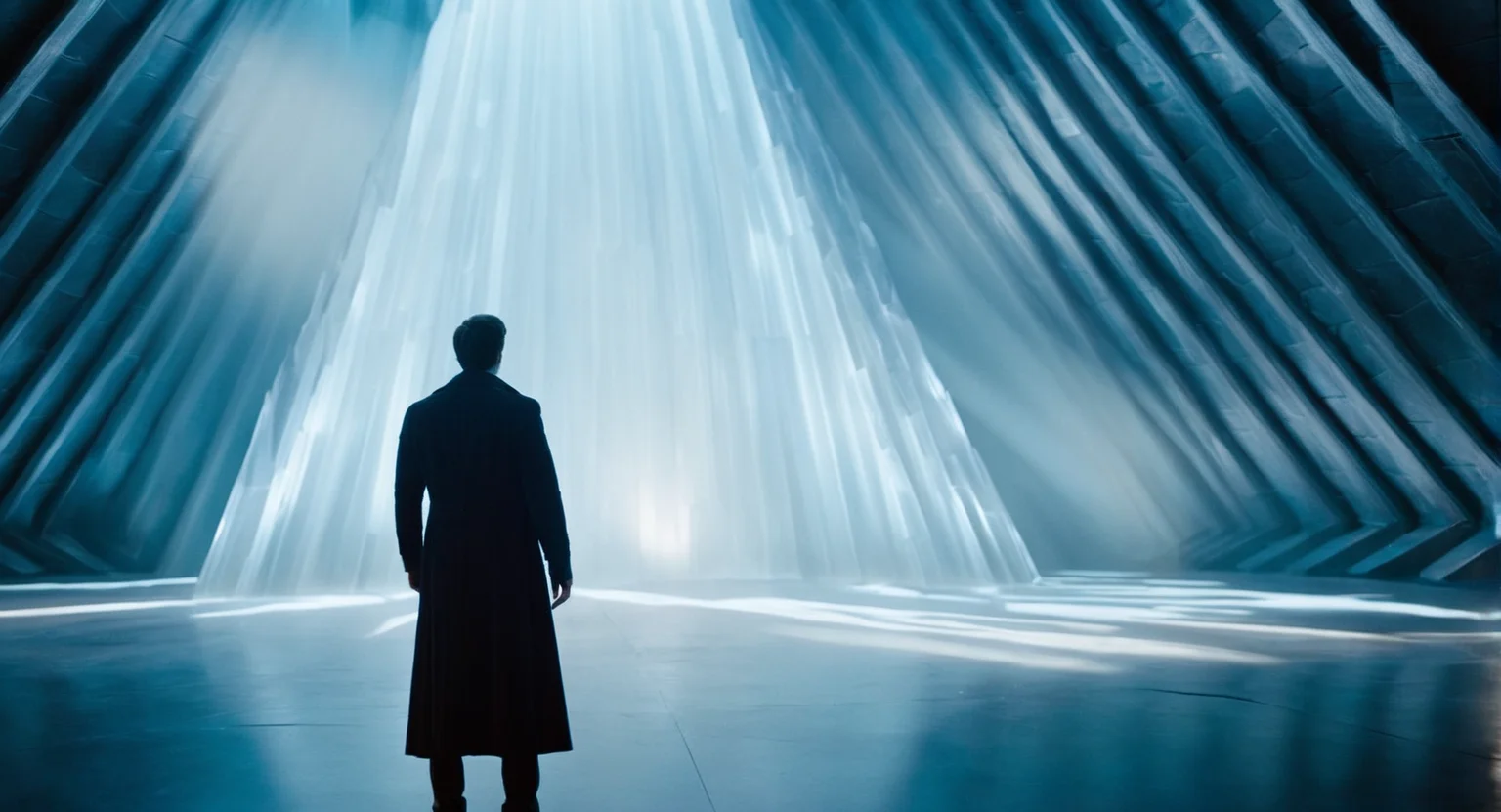 cinematic film still of  <lora:Fortress of Solitude:1>
Fortress of Solitude  a man standing in a large room with a giant ceiling inside Fortress of Solitude, shallow depth of field, vignette, highly detailed, high budget, bokeh, cinemascope, moody, epic, gorgeous, film grain, grainy