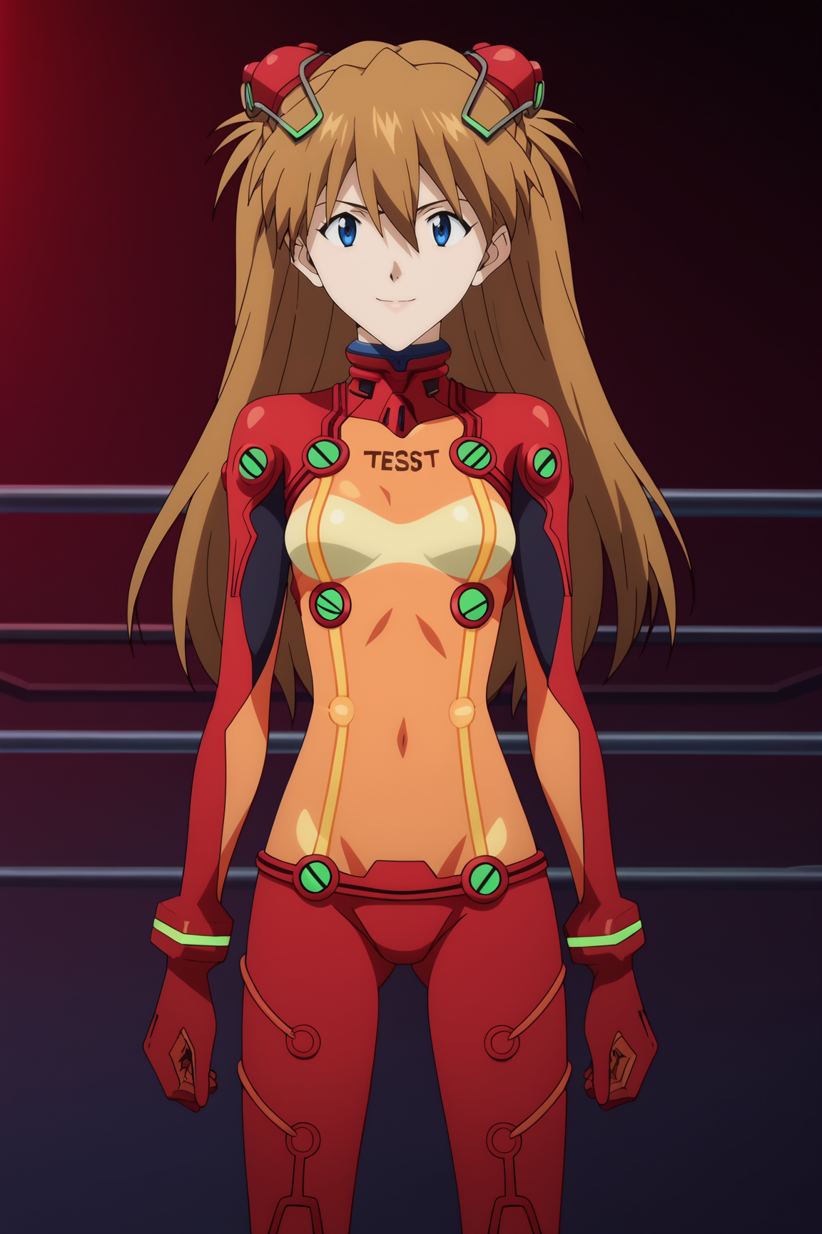 score_9, score_8_up, score_7_up, source anime, prefect lighting, very aesthetic, BREAK, anime coloring, anime screencap,
<lora:asuka_rebuild_v1-pony6:1>, 1girl, souryuu asuka langley, rebuild of evangelion, blue eyes, brown hair, interface headset, 
test plugsuit, headgear, 
BREAK, looking at viewer, light smile, 
BREAK,